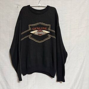 Vintage Harley Davidson USA Knit Sweater XL Black Logo